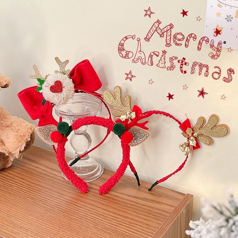 2026 christmas คริสต์มาส คริสมาส ที่คาดผมคริสมาสต์ ที่คาดผมคริสต์มาส ที่คาดผมคริสต์มาส Headwear Antlers แถบคาดศีรษะวันหยุดแต่งตัวแถบคาดศีรษะขนาดใหญ่ Elk cos Photo Props หมวกคริสต์มาสอุปกรณ์เสริมผม