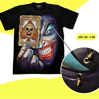 3D-148 เสื้อยืดเรืองแสง RockChang ลายโจ๊กเกอร์Aทอง