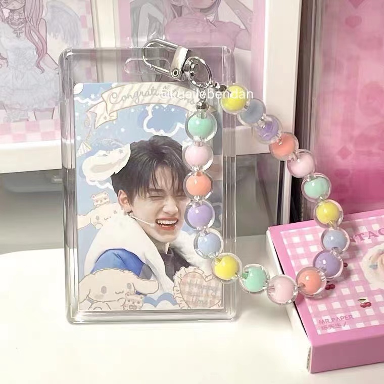 พวงกุญแจอะคริลิคใส พร้อมจี้คริสตัลน่ารัก สําหรับใส่โฟโต้การ์ด ไอดอล ของสะสม - รูปที่ 5