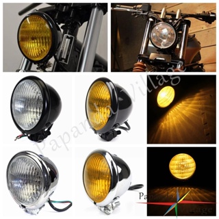 Bates Style Motorcycle 4.5&amp;quot; H4 Bulb Headlight Round Retro Headlamp For Harley Honda BMW Bobber Chopper Cafe Racer U