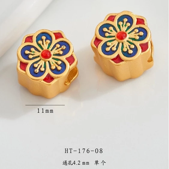 สร้อยข้อมือ ประดับลูกปัด ลายหน้ายิ้ม สีทอง สไตล์โบราณ กันแพ้ diy thumbnail 4