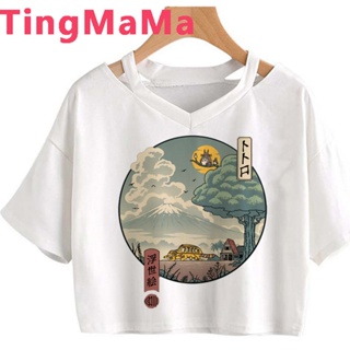 เสื้อยืด พิมพ์ลาย Studio Ghibli Totoro Miyazaki Hayao Spirited Away Ponyo สําหรับผู้หญิง 2022 ulzzang