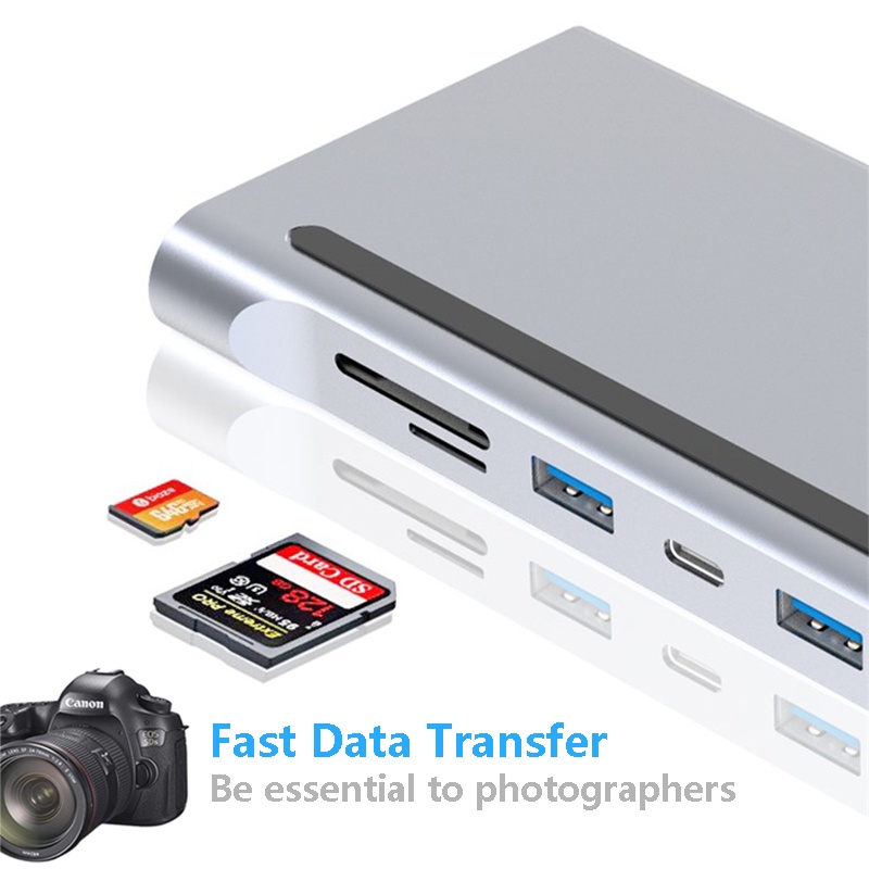 อะแดปเตอร์ฮับ USB C เป็น HDMI VGA USB PD LAN RJ45 แจ็ค 3.5 มม. SD TF Type C สําหรับแล็ปท็อป PC #8