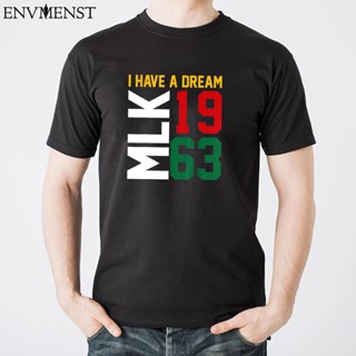 เสื้อผ้าผช2022 ผู้ชาย &amp;#39; s เสื้อยืดลําลอง แขนสั้น พิมพ์ลาย I Have A Dream Black History MLK Day สไตล์วินเทจ สตรีท สํา