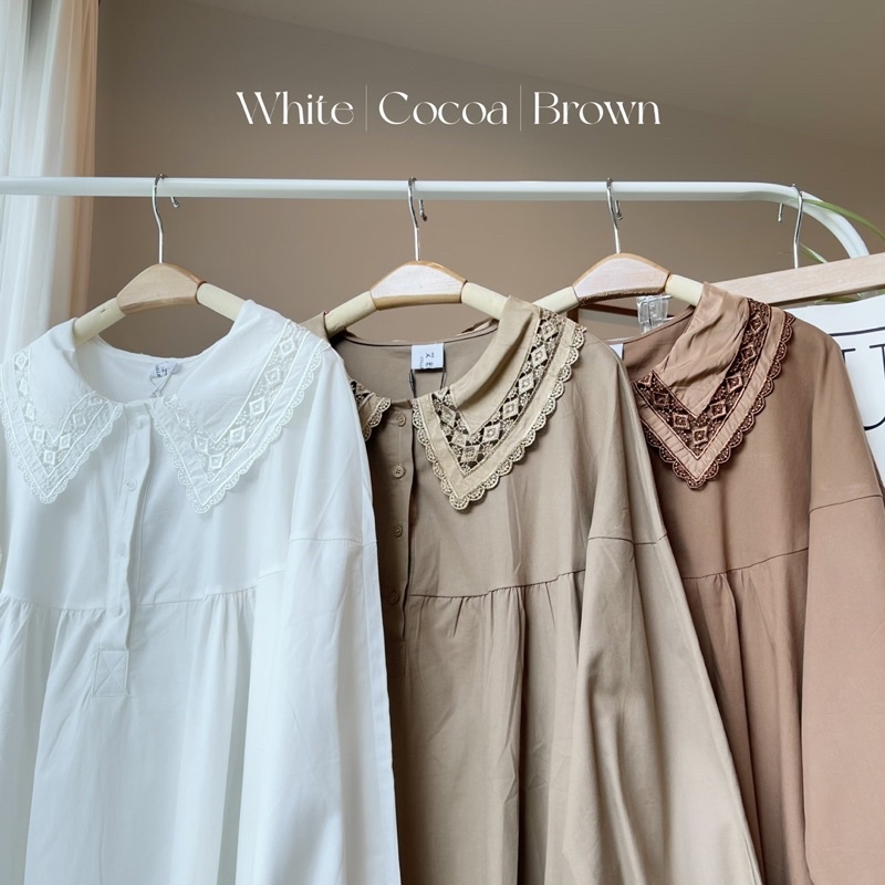 (รหัส28)ELLACE MINIDRESS (มินิเดรสคอปกลูกไม้กระดุมหน้า) - heartmade ...