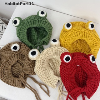 Habitatport หมวกบีนนี่ ผ้าถัก ลายการ์ตูนกบ สีพื้น ให้ความอบอุ่น แฟชั่นฤดูหนาว สําหรับเด็ก