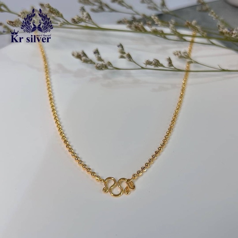 Kr silver เงินแท้มีใบรับประกัน สร้อยคอเงินแท้เคลือบทอง หนา 2 มิล/ ลายเม็ดจีบ อิตาลี/ ยาว 16 นิ้ว 18 นิ้ว 20 นิ้ว | SNG1