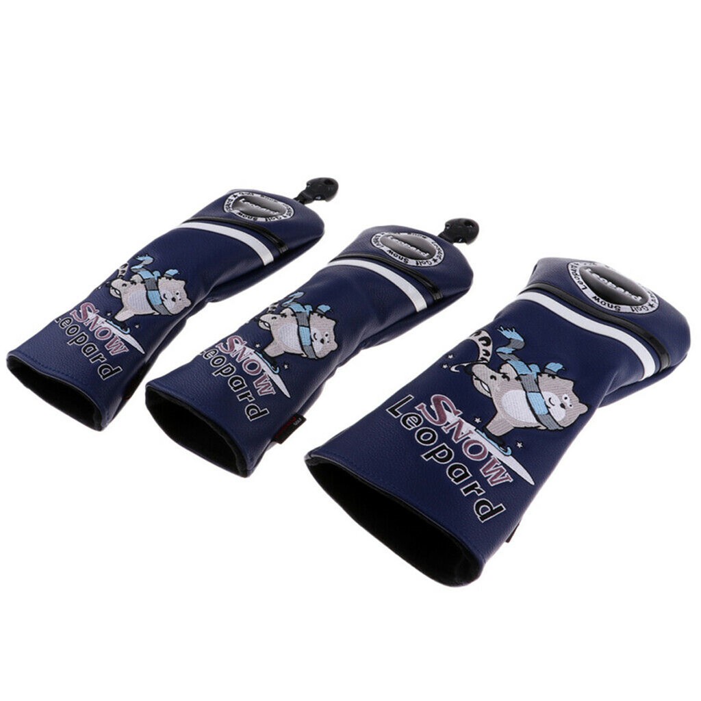 New Dark Blue Snow Leopard Design Golf Wood Club Cover Driver Fairway Hybrid Headcover for Taylormade Callaway Ping #5