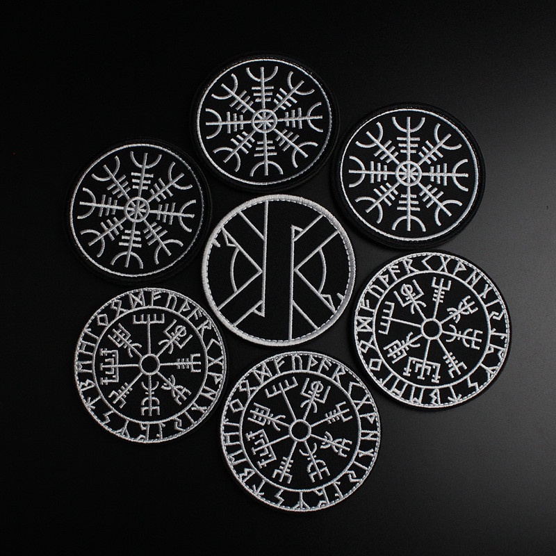 แผ่นแปะกลางแจ้ง Velcro Patch Lunawin Odin โลโก้ vking เข็มทิศ 3D ปัก Velcro Badge Armband เสื้อผ้า P