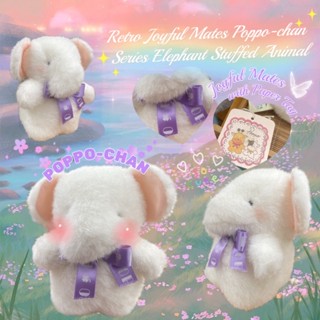 ตุ๊กตาน้องช้างสีขาวนวล ขนเก่าวินเทจ Joyful Mates ป้ายห้อย Retro Joyful Mates Poppo-chan Series Elephant Stuffed Animal