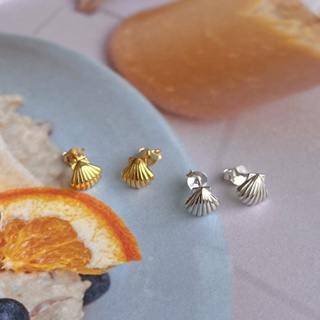 A.piece ต่างหูเงินแท้ [all silver 925] scallop stud earrings (218)