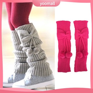 [YOOMALL] ถุงเท้าบูท ผ้าถัก ประดับโบว์ ให้ความอบอุ่น สีพื้น แฟชั่นฤดูใบไม้ร่วง ฤดูหนาว