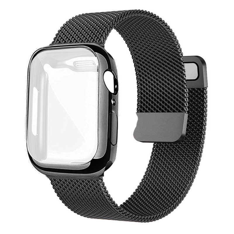 สาย Milanese + เคสสําหรับสาย Apple Watch 49 มม.41 มม.45 มม.Series 8 7 6 SE Band 38 มม.42 มม.44 มม.40