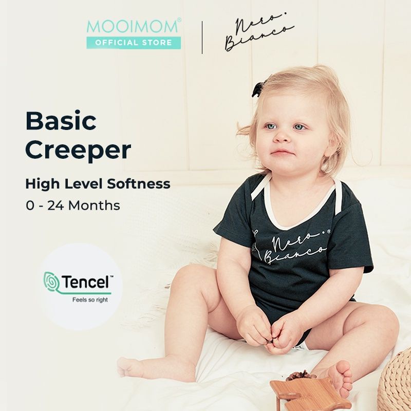 Nero Bianco Tencel Basic Creeper - Baby Jumper