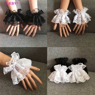 Luckybabys&gt; Lolita Hand Sleeve Wrist Cuffs Ruffled Floral Black Lace Elastic Bracelet Elegant Ladies Short Lace Gloves Halloween new