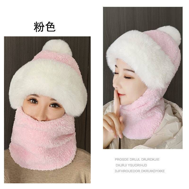 หมวกฮู้ดเฟอร์แบบสวม (ผู้ใหญ่)ผ้า plush warm ขอบ faux fur