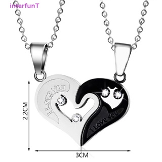 [InterfunT] 1 pair Fashion Couple Heart Shape I Love You Pendant Necklace for Women Men Splice Friendship Necklaces Romantic Jewelry Gift [NEW]