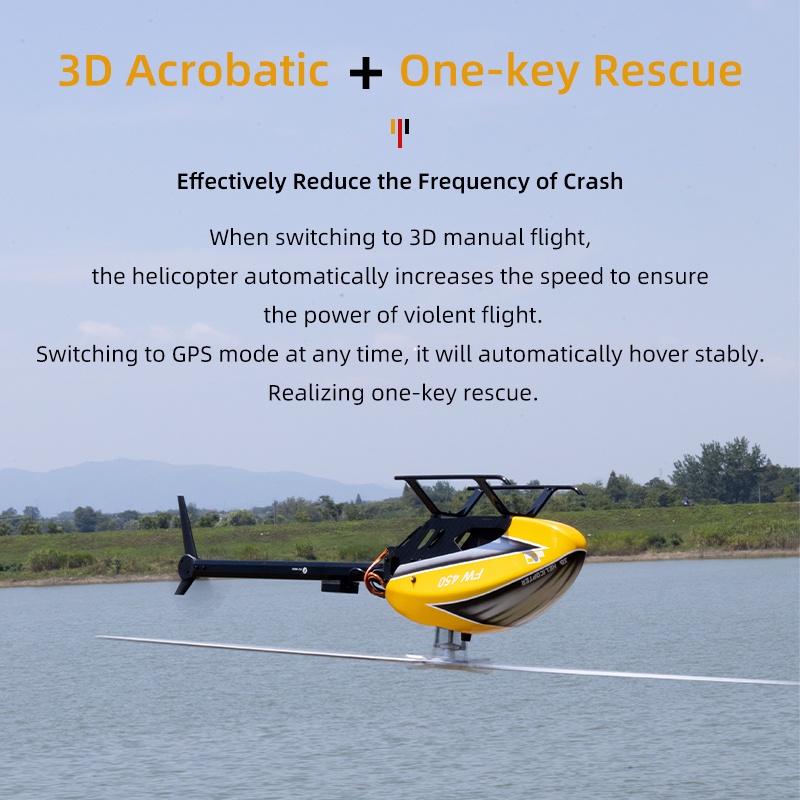 Flywing FW450 V2.5 FW450L RC 6CH 3D สมาร์ท GPS เฮลิคอปเตอร์ RTF H1 ควบคุมการบิน มอเตอร์ไร้แปรงถ่าน โดรน ควอดคอปเตอร์