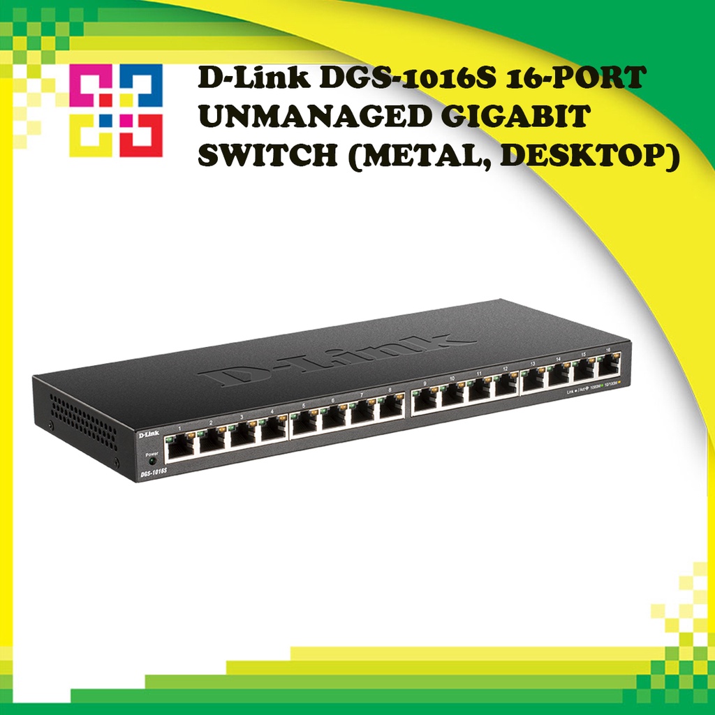 D-Link DGS-1016D 16-Port Gigabit Unmanaged Switch – Metal Case, Desktop Or Rack Mount