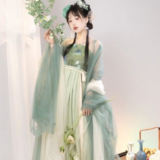 Hanfu [Lanshan] ชุดเสื้อเชิ้ต แขนใหญ่ และกระโปรง สไตล์แฟรี่ แฟชั่นฤดูใบไม้ผลิ และฤดูร้อน