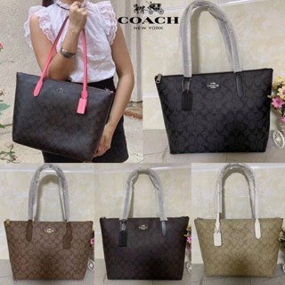 Coach Zip Top Tote In Signature Canvas (COACH F4455)