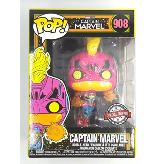 Funko Pop Marvel Captain Marvel - Captain Marvel [ Blacklight ] #908 (กล่องมีตำหนินิดหน่อย)