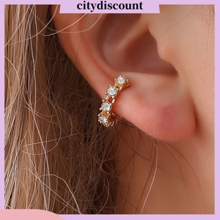 &lt;citydiscount&gt;  ต่างหูแบบหนีบ ประดับพลอยเทียม ไม่ต้องเจาะ แฟชั่นสําหรับผู้หญิง 1 ชิ้น