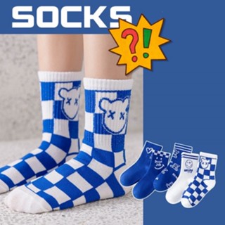 Blue Bear Sock ถุงเท้าหมีลายสตรีทเซ็ต 5 คู่(SOCK131)