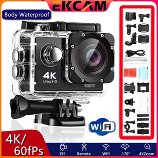 🇹🇭Ekcam ขายดีสุด กล้องกันน้ำwifiถ่ายใต้น้ำ กล้องกลางแจ้ง กล้องAction Camera 4Kกล้องติดหมวกกันน็อค แถมอุปกรณ์เสริมเป็นโหล