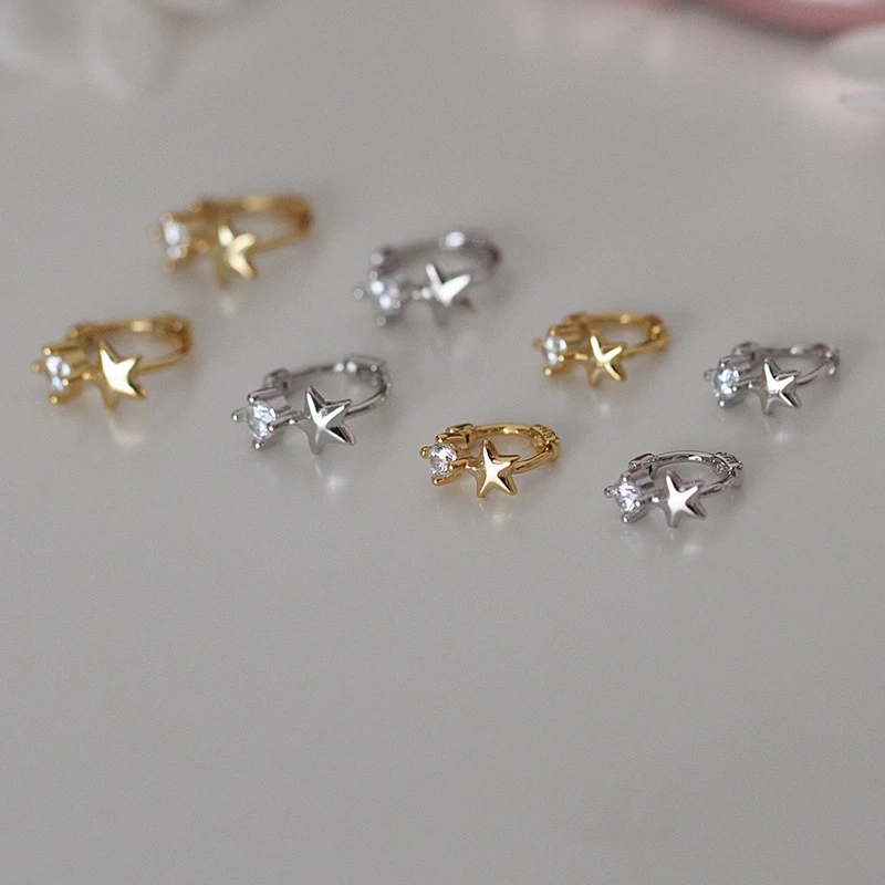 น่ารัก Star Hoop Earings สําหรับผู้หญิง Earings สําหรับเด็ก Hikaw ต่างหูเจาะชุด Hypoallergenic Fiercing ต่างหูชุดเครื่องประดับ