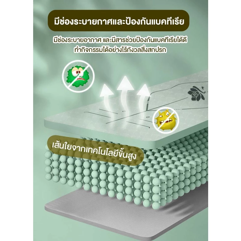 เสื่อโยคะ TPE แบบมีปุ่มกันลื่น กันน้ำ ฟิตเนส ออกกำลังกาย thumbnail 7