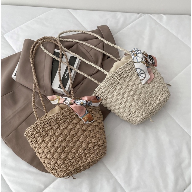 💕ivy กระเป๋าสาน Bagu Ori พร้อมส่ง Promotion (A30) กระเป๋า กระเป๋าสะพายข้าง