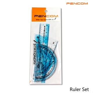 ชุดเรขาคณิต ไม้บรรทัดเรขาคณิต Pencom Ruler Set  4 ชิ้น/ต่อแพ็ค