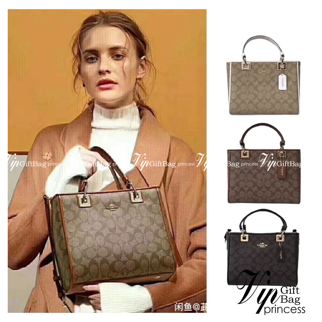 Coach Perry Tote Classic Bag F57568 รุ่นใหม่ล่าสุด กระเป๋ารูปทรงสี่เหลี่ยมสุดคลาสสิก เป็นกระเป๋าอเนก