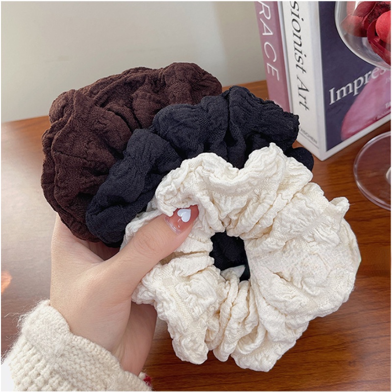 3 สีนุ่มสีขาวครีม Scrunchies เชือกผมยางยืดหยุ่นผู้ถือหางม้าอุปกรณ์เสริม
