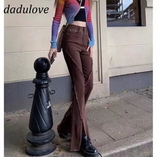 DaDulove💕 New American Ins Retro High Waist Slit Flared Jeans Niche Loose Wide Leg Pants Fashion Womens Clothing