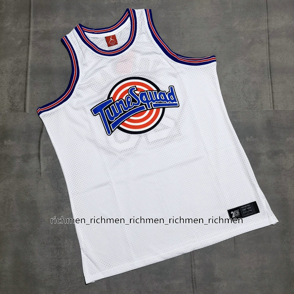Mens Tune Squad Space Jam 23 Michael Jorˉdan Vintage Jersey สีขาว