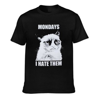 เสื้อยืด พิมพ์ลาย Mondays Grumpy Cat I Hate Them ตลก แปลกใหม่