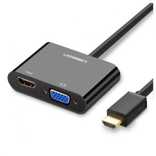 UGREEN 40744 HDMI to VGA+HDMI Converter, 3.5mm Audio Output, Resolution 4K*2K/1080P