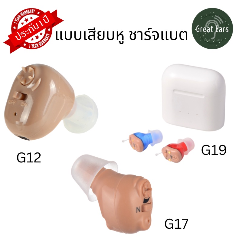 เครื่องช่วยฟังแบบชาร์จแบต เสียบหู ระบบอนาล็อก รับประกัน 1 ปี ส่งจากในไทย คู่มือภาษาไทย ได้รับ FDA