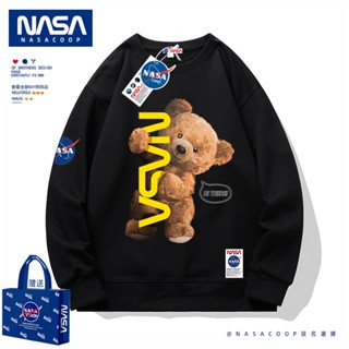 เสื้อกันหนาว คอกลม ผ้าฝ้าย ทรงหลวม ลาย NASA แฟชั่นฤดูใบไม้ผลิ และฤดูใบไม้ร่วง สําหรับผู้ชาย และผู้หญิง