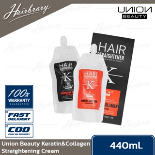 Union Beauty ยูเนี่ยนบิวตี้ Keratin&amp;Collagen 400ml. เคราติน&amp;คอลลาเจน ครีมยืดผม เหมาะสำหรับผมธรรมชาติ เส้นใหญ่ แข็งแรง