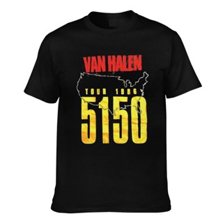 ขายดี เสื้อยืดลําลอง แขนสั้น พิมพ์ลาย Van Halen 5150 Tour 1986 Concert สไตล์ยุโรป สําหรับผู้ชาย คู่รัก