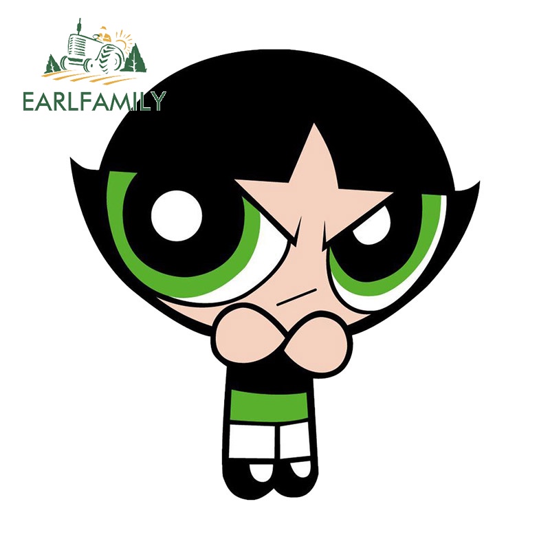 EARLFAMILY สําหรับ Buttercup Powerpuff Girls สติกเกอร์รถอะนิเมะ Creative Decal ไวนิลกันน้ํา Aquaflask ตู้เย็นหมวกกันน็อครถอุปกรณ์เสริม