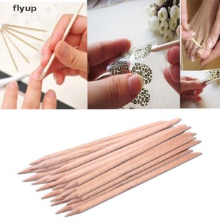 Flyup แท่งไม้ สีส้ม สําหรับกําจัดหนังกําพร้า ตกแต่งเล็บ 100 ชิ้น