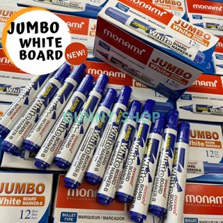 Jumbo whiteboard marker ปากกาไวท์บอร์ด จัมโบ้ Monami มี 4 สี น้ำเงิน ดำ แดง เขียว (กล่อง 12 ด้าม)