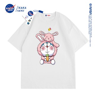 เสื้อยืดแขนสั้น คอกลม ผ้าฝ้าย ทรงหลวม พิมพ์ลายการ์ตูนอนิเมะ NASA แฟชั่นฤดูร้อน สําหรับผู้ชาย และผู้หญิง