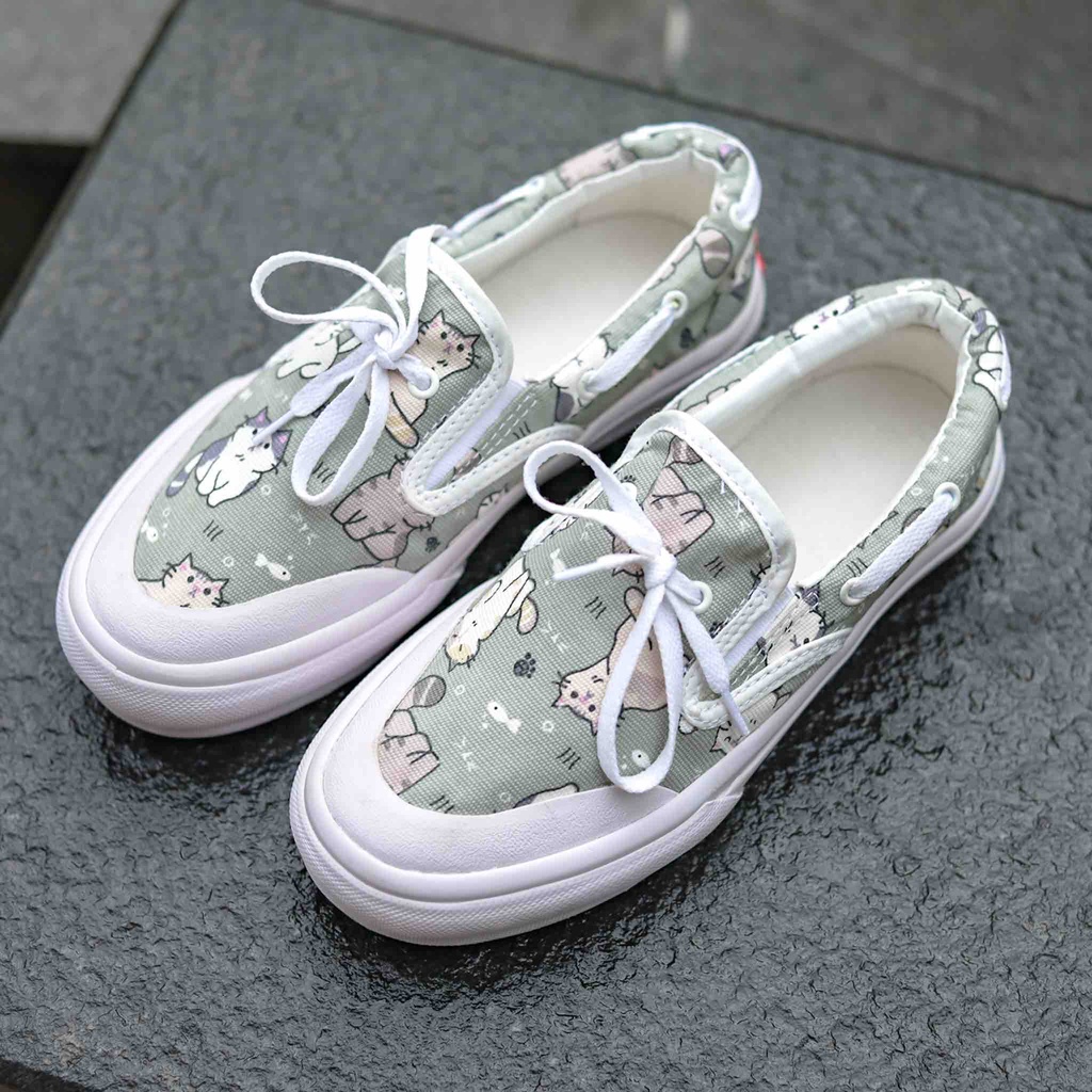 รองเท้าผ้าใบ Vans - Zapato Women& 39;s Shoes The cat Grey Import Quality