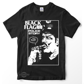 เสื้อยืด พิมพ์ลายธงตํารวจ kaos BLACK FLAG Police story พรีเมี่ยม สไตล์พังก์ร็อค