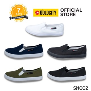 GOLDCITY สลิปออน รุ่น SN002 slip on กรม/ดำ/ขาว/ดำดำ รองเท้าแบบสวม รองท้าผ้าใบผู้ชาย รองเท้าผ้าใบผู้หญิง (259)